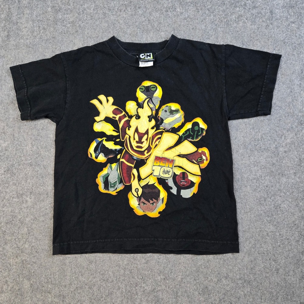 Cartoon Network Ben 10 T Shirt Kids Large Black Graphic Alien Force Y2K 2007